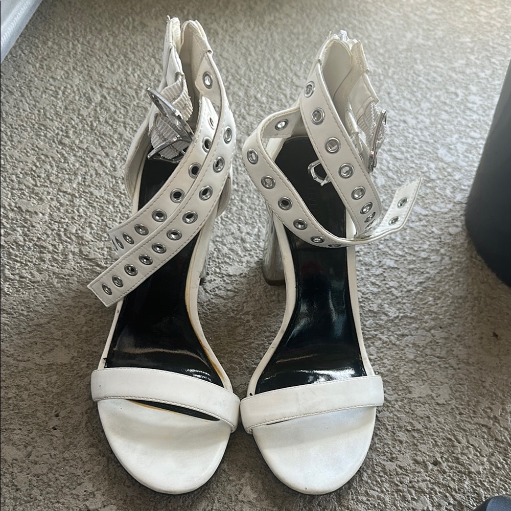 Stylish White Heeled Sandals